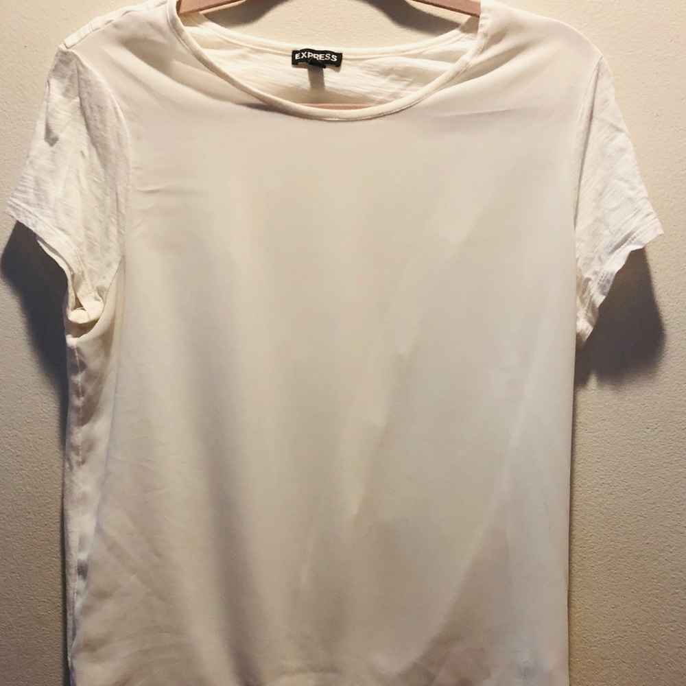 Express split back blouse in white